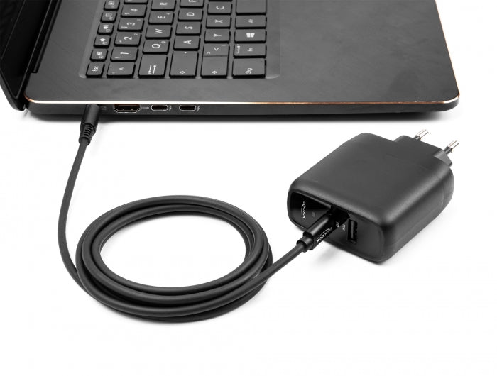 כבל טעינה תקע USB-C לתקע DC 5.5x3.0 בזווית 90° עבור מחשב נייד Samsung אורך 1.5 מטר - delock.israel