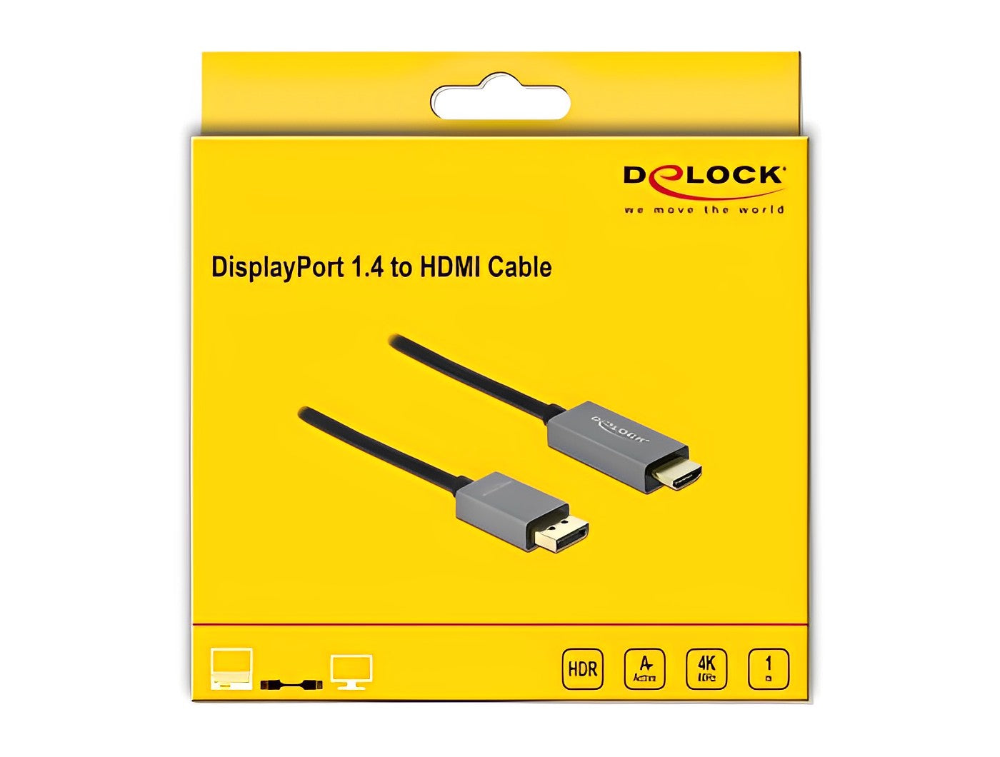 כבל DisplayPort 1.4 4K HDR אקטיבי לחיבור מסך HDMI ז/ז תומך 60 הרץ - delock.israel