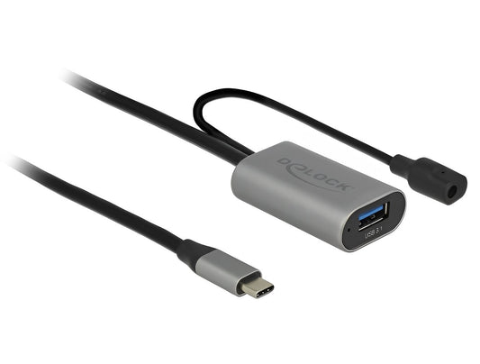כבל מאריך אקטיבי USB-C 3.1 Gen1 זכר ל- USB-A נקבה אורך 5 מטר - delock.israel