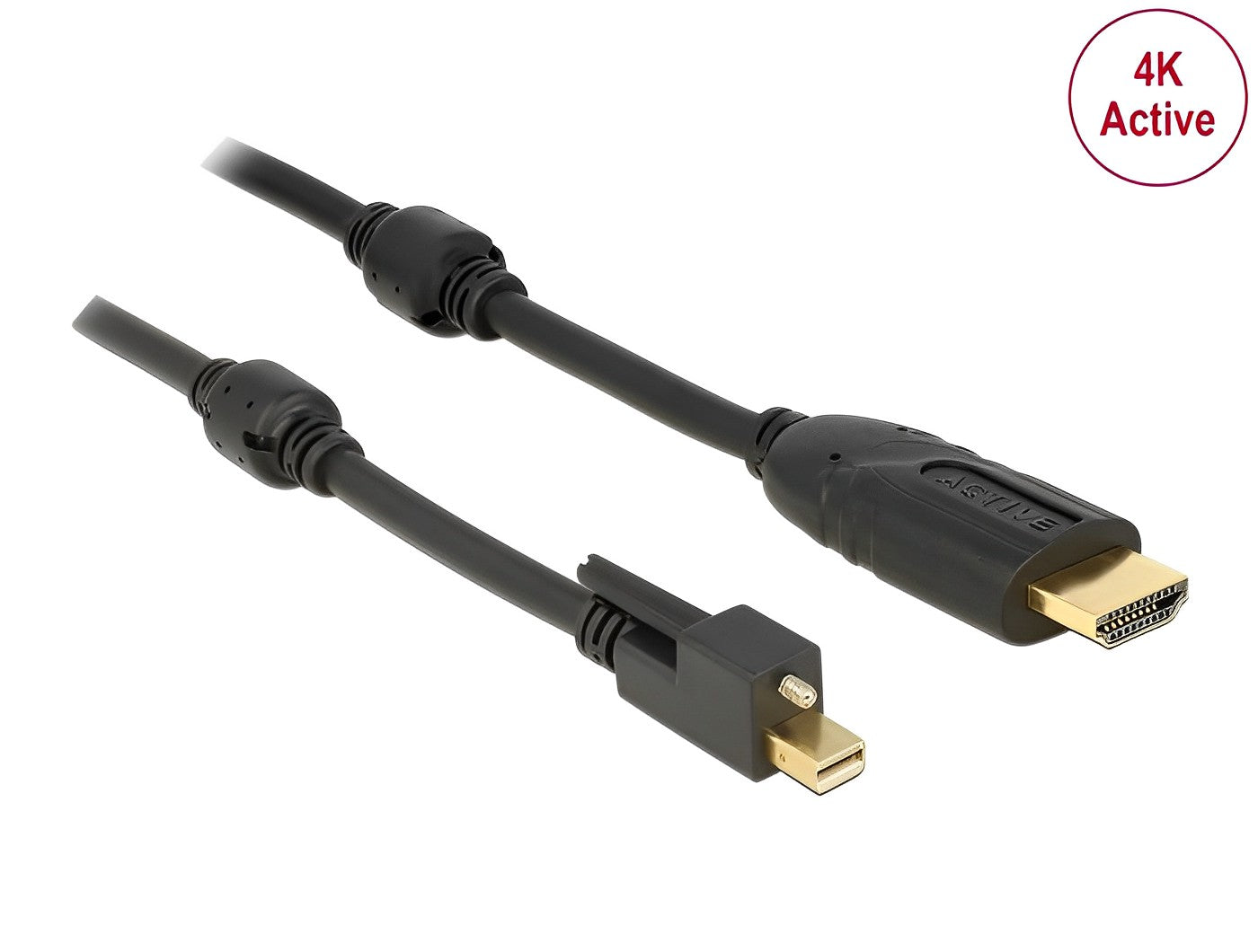 כבל מיני DisplayPort 1.2 4K אקטיבי עם בורג נעילה לחיבור מסך HDMI ז/ז תומך 30 הרץ - delock.israel