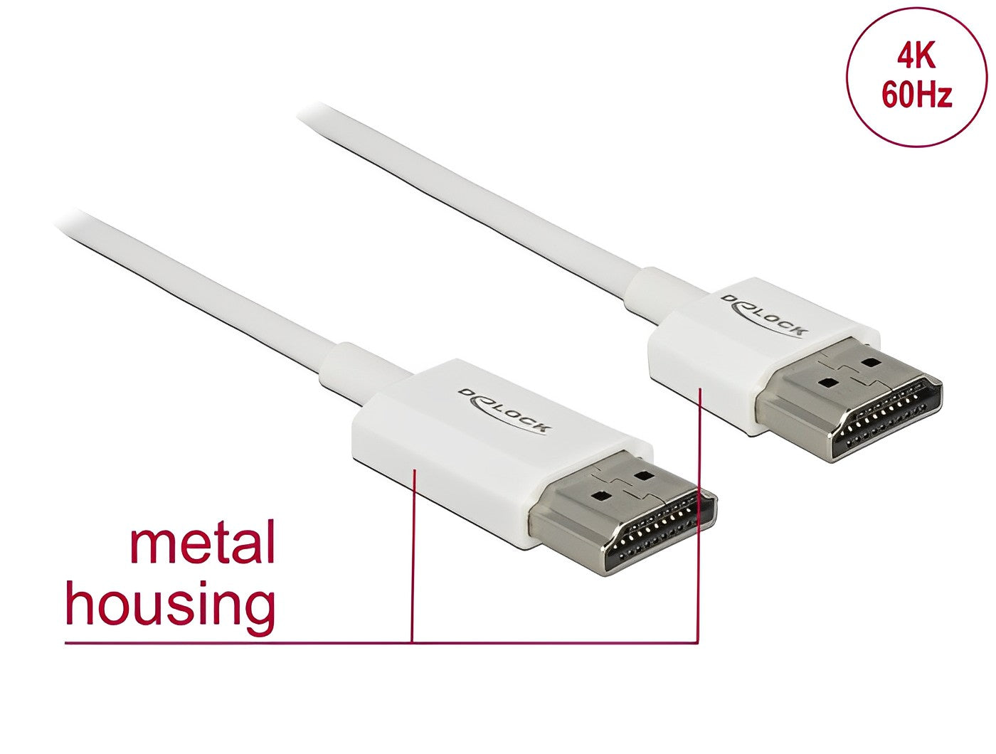 כבל HDMI 3D 4K אקטיבי ז/ז תומך 60 הרץ צבע לבן - delock.israel