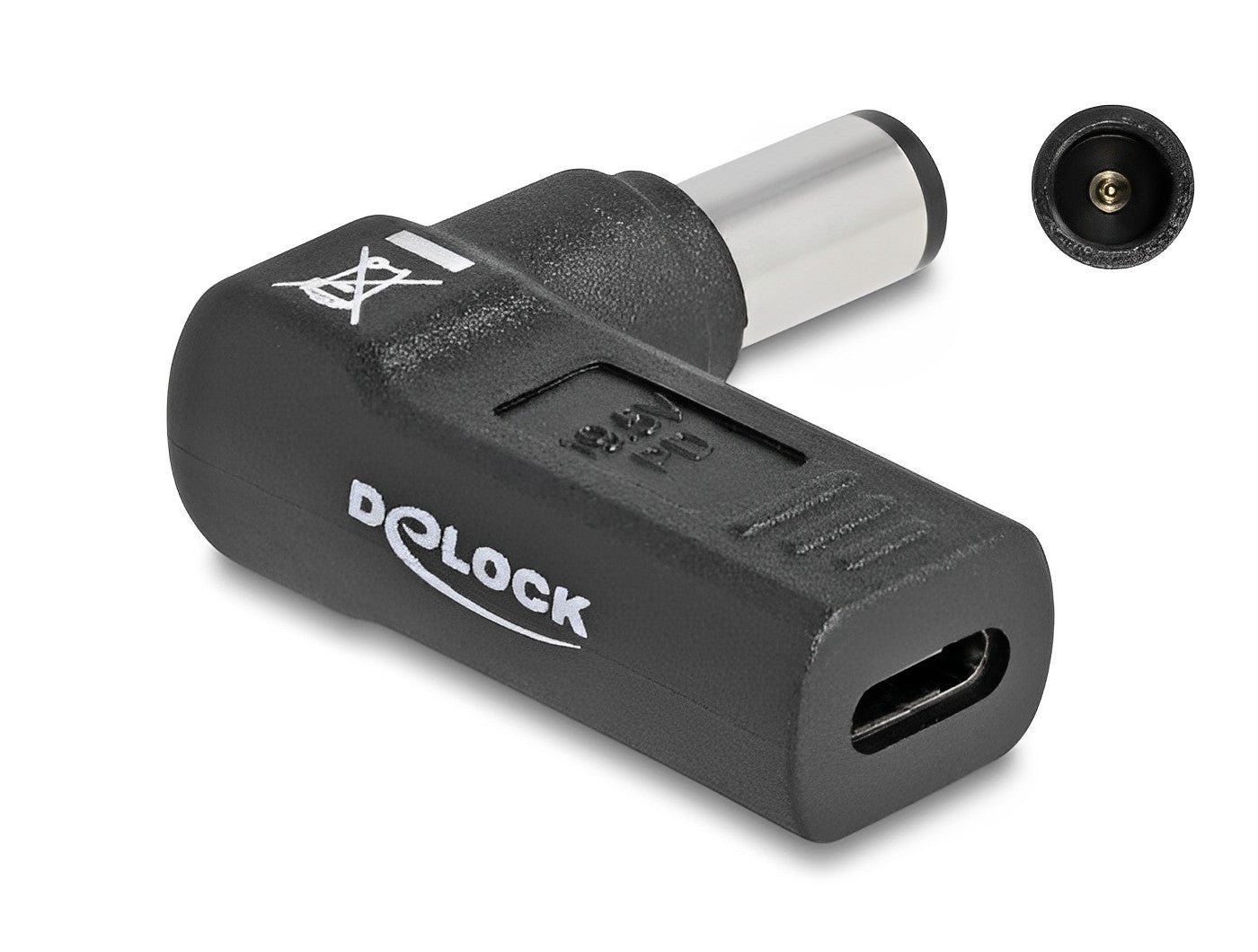 מתאם טעינה למחשב נייד HP שקע USB-C לתקע DC 7.4 x 5.0 בזווית 90° - delock.israel