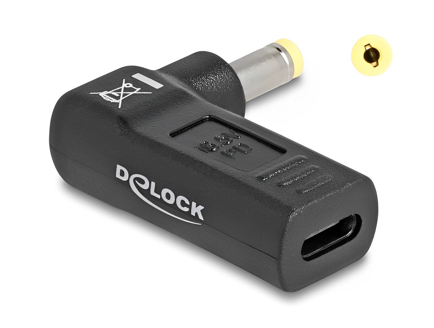 מתאם טעינה למחשב נייד HP שקע USB-C לתקע DC 4.8 x 1.7 בזווית 90° - delock.israel