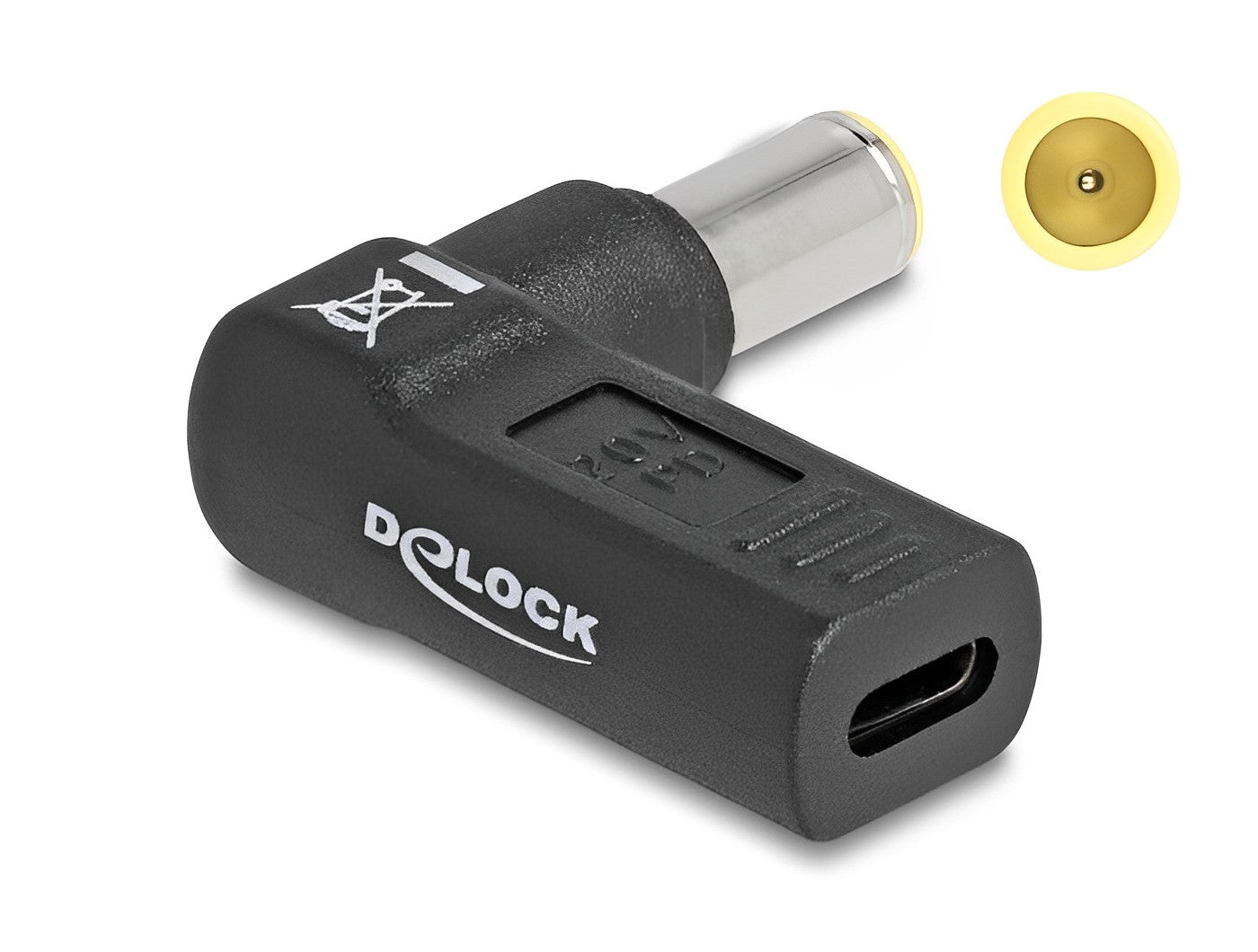 מתאם טעינה למחשב נייד IBM שקע USB-C לתקע DC 7.9 x 5.5 בזווית 90° - delock.israel