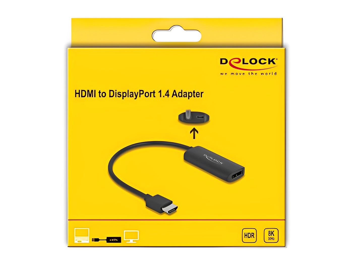 מתאם HDMI 8K זכר לחיבור מסך DisplayPort תומך HDR - delock.israel