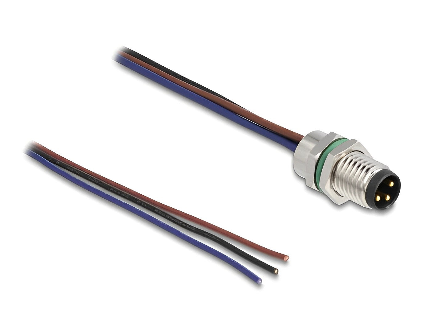 תקע M8 3 pin לפאנל עם כבל 3 גידים אורך 0.5 מטר - delock.israel