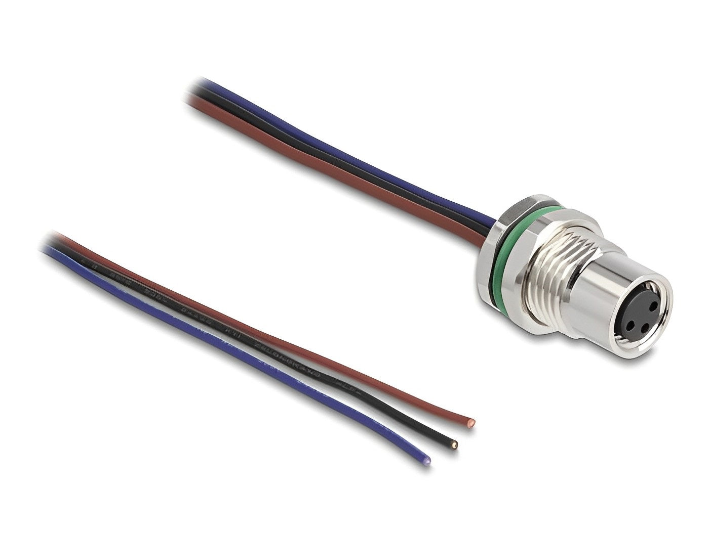 שקע M8 3 pin לפאנל עם כבל 3 גידים אורך 0.5 מטר - delock.israel