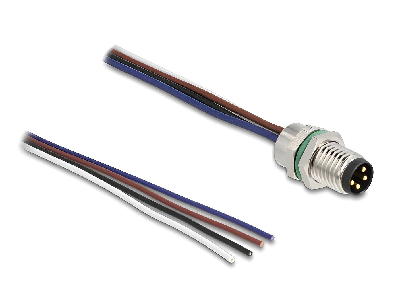 תקע M8 4 pin לפאנל עם כבל 4 גידים אורך 0.5 מטר - delock.israel