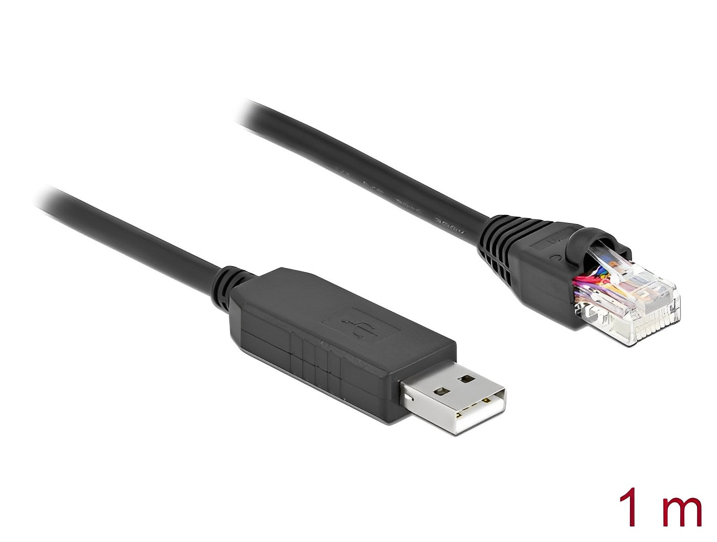 כבל קונסול לסיסקו שחור USB-A זכר לתקע RJ45 RS-232 צ'יפ FTDI FT231XS - delock.israel