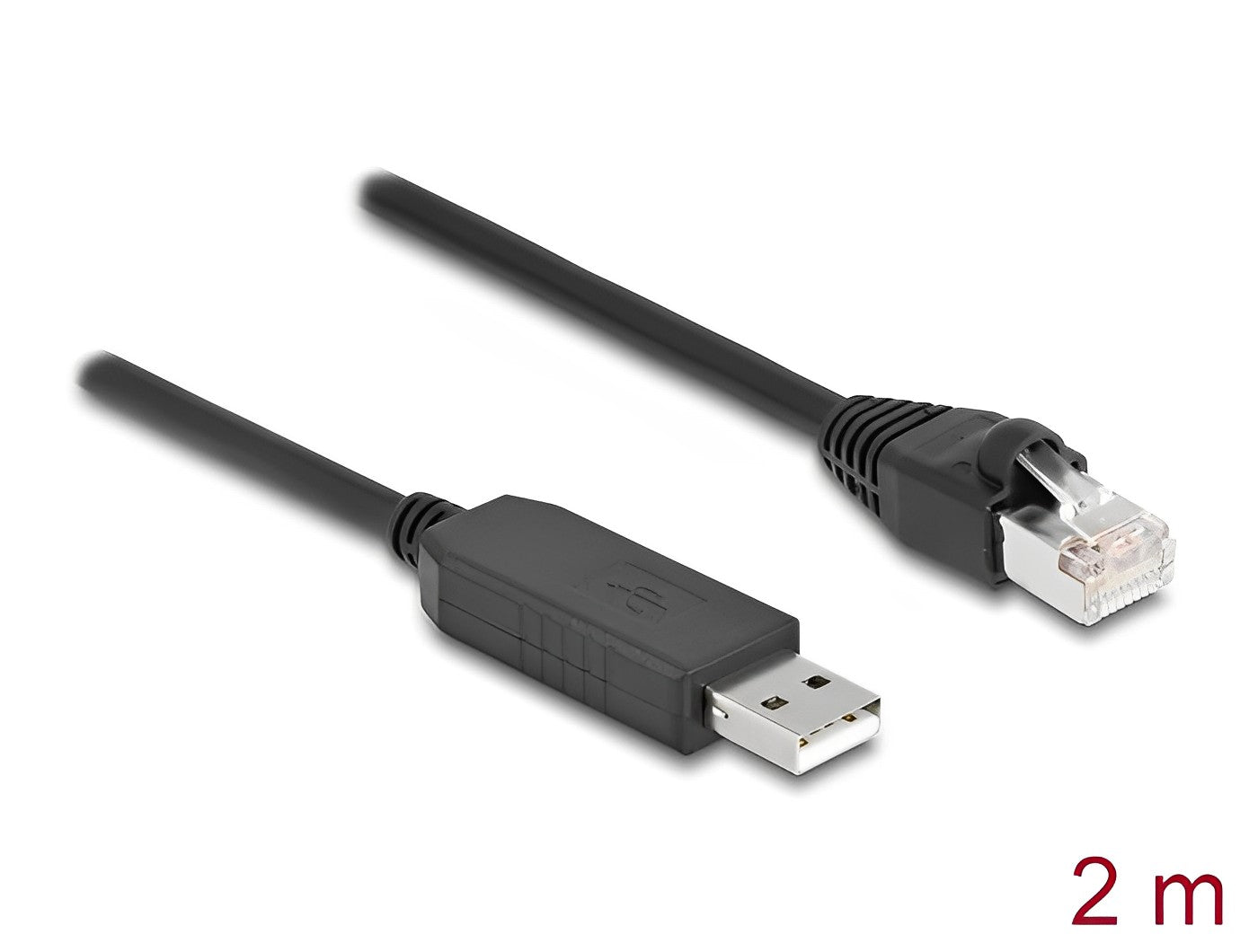 כבל קונסול לסיסקו שחור USB-A זכר לתקע RJ45 RS-232 צ'יפ FTDI FT231XS - delock.israel