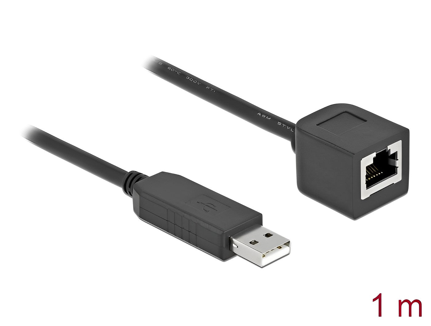 כבל קונסול לסיסקו שחור USB-A זכר לשקע RJ45 RS-232 צ'יפ FTDI FT231XS - delock.israel