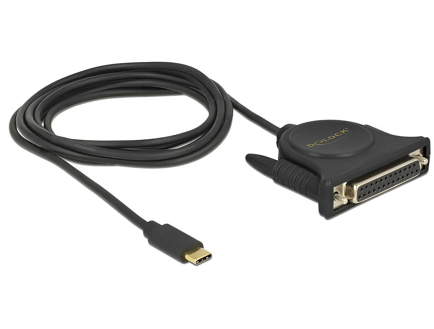 ממיר USB-C זכר לתקע פרלל DB25 Parallel צ'יפ Prolific אורך 1.8 מטר - delock.israel