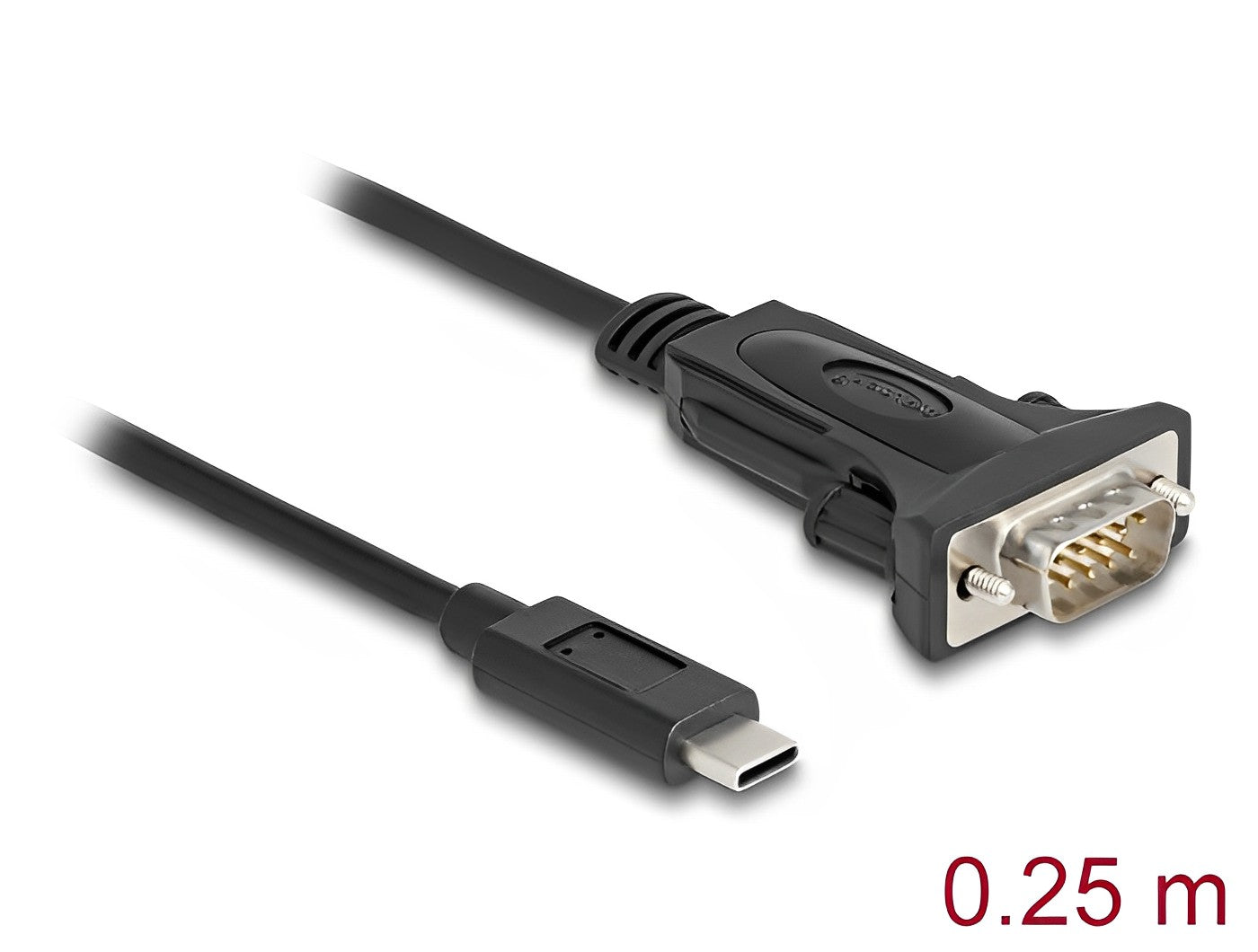 ממיר USB-C זכר לתקע DB9 Serial RS-232 צ'יפ FTDI אורך 25 ס"מ - delock.israel