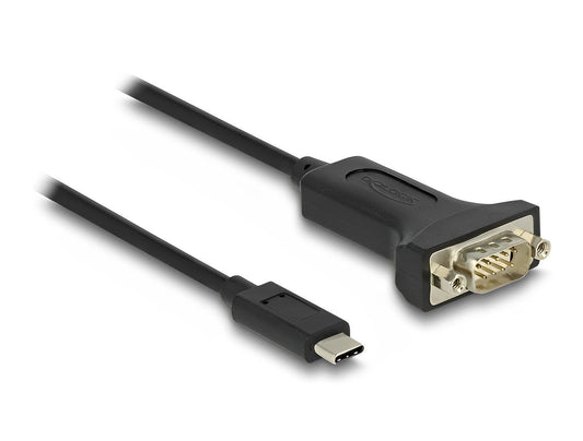 ממיר USB-C זכר לתקע DB9 Serial RS-232 צ'יפ FTDI אורך 2 מטר - delock.israel