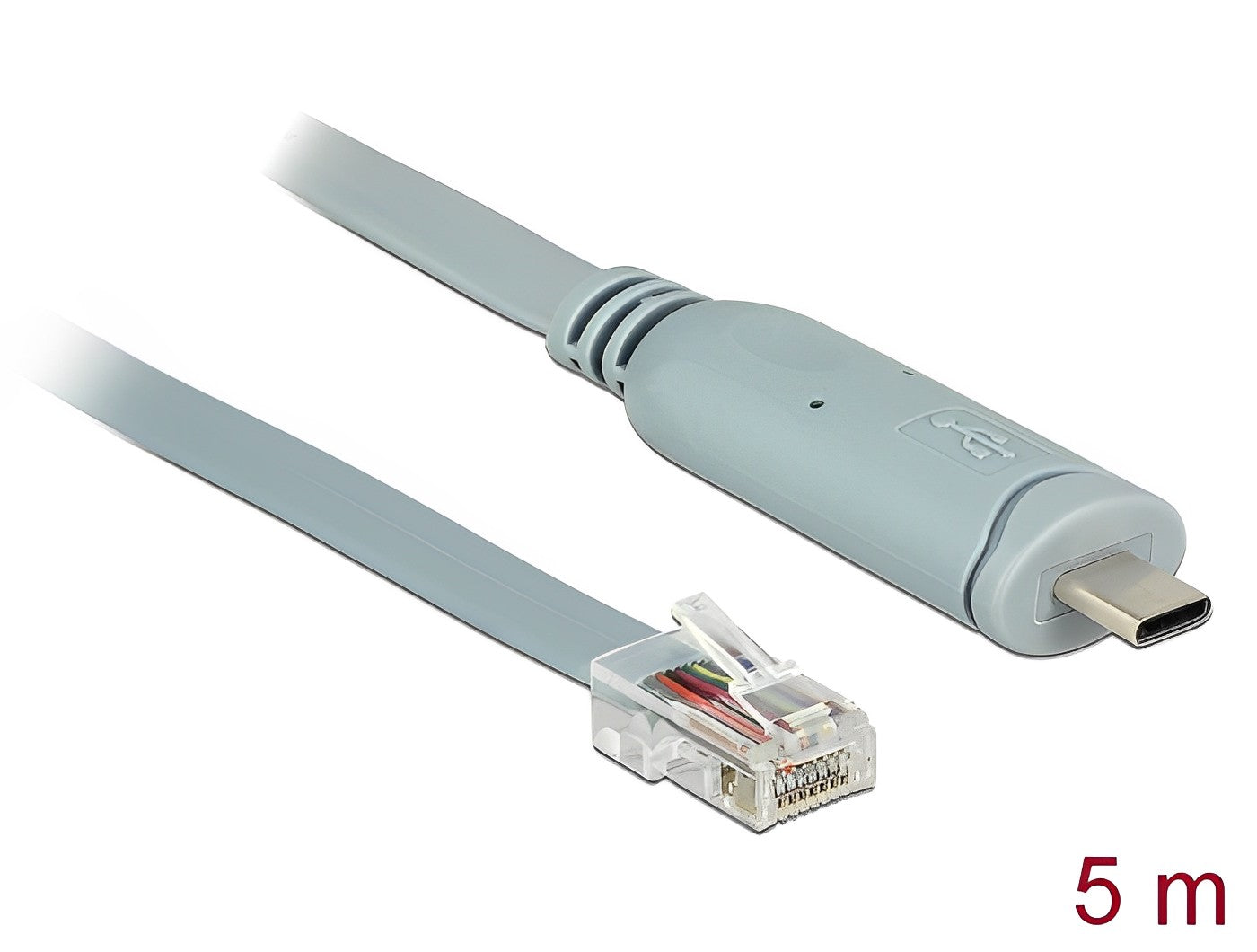 כבל קונסול לסיסקו אפור USB-C זכר לתקע RJ45 RS-232 צ'יפ FTDI - delock.israel