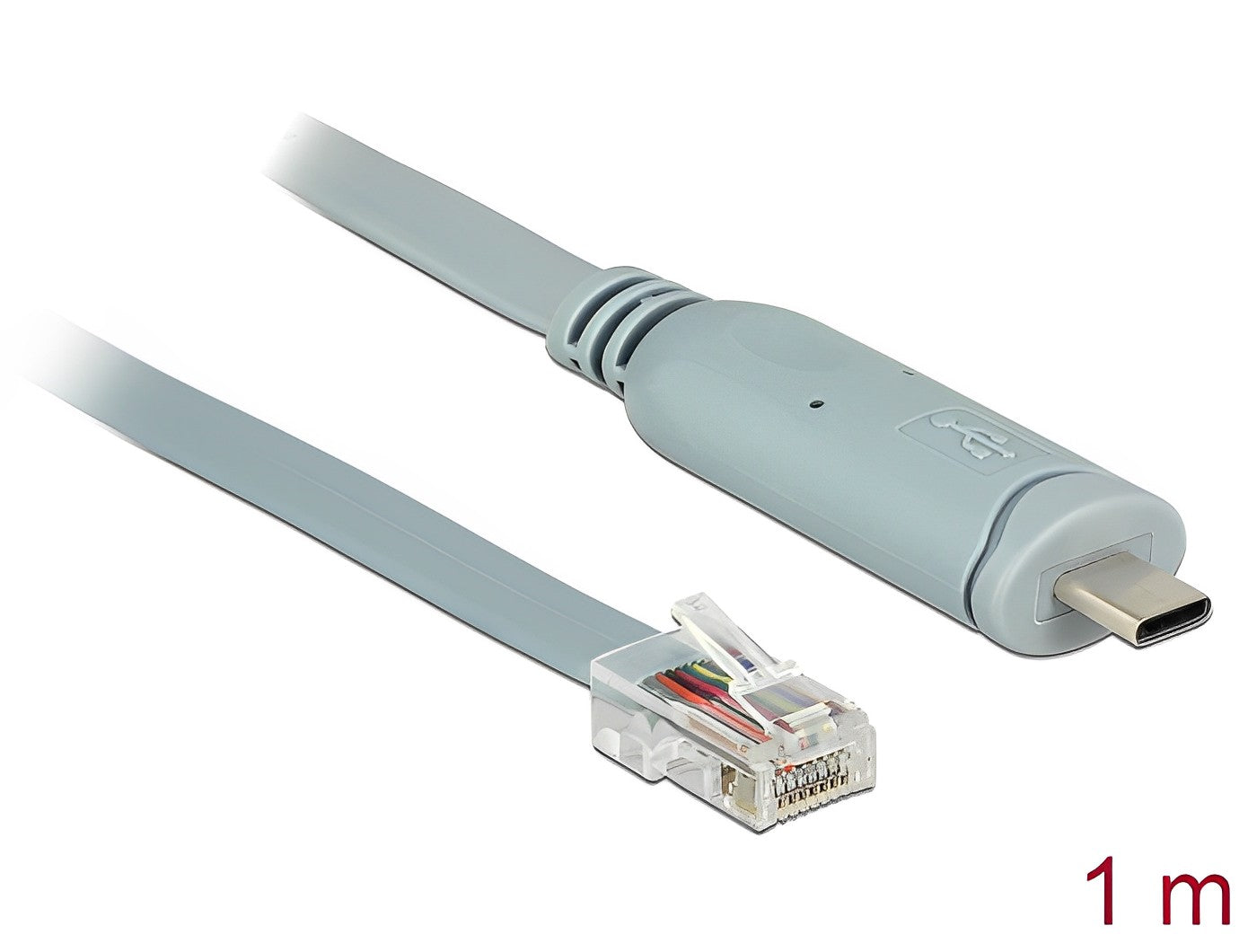 כבל קונסול לסיסקו אפור USB-C זכר לתקע RJ45 RS-232 צ'יפ FTDI - delock.israel