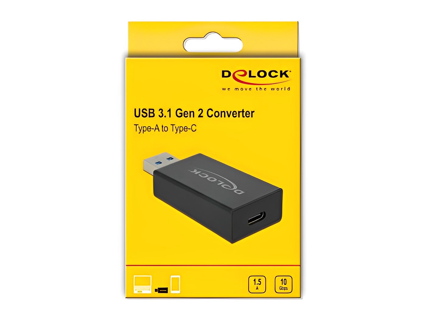 מתאם אקטיבי USB 3.1 Gen 2 תקע USB-A לשקע USB-C צ'יפ Etron - delock.israel