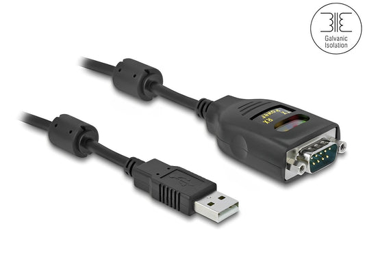 ממיר USB לתקע DB9 Serial RS-232 עם בידוד גלווני 2.5kV צ'יפ FTDI אורך 2 מטר - delock.israel