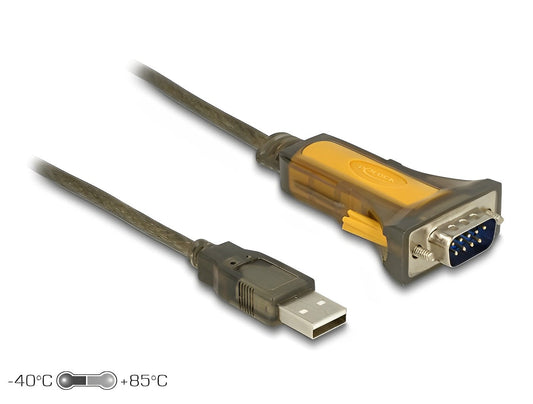 ממיר USB לתקע DB9 Serial RS-232 עם טווח טמפרטורות מורחב צ'יפ FTDI אורך 1 מטר - delock.israel
