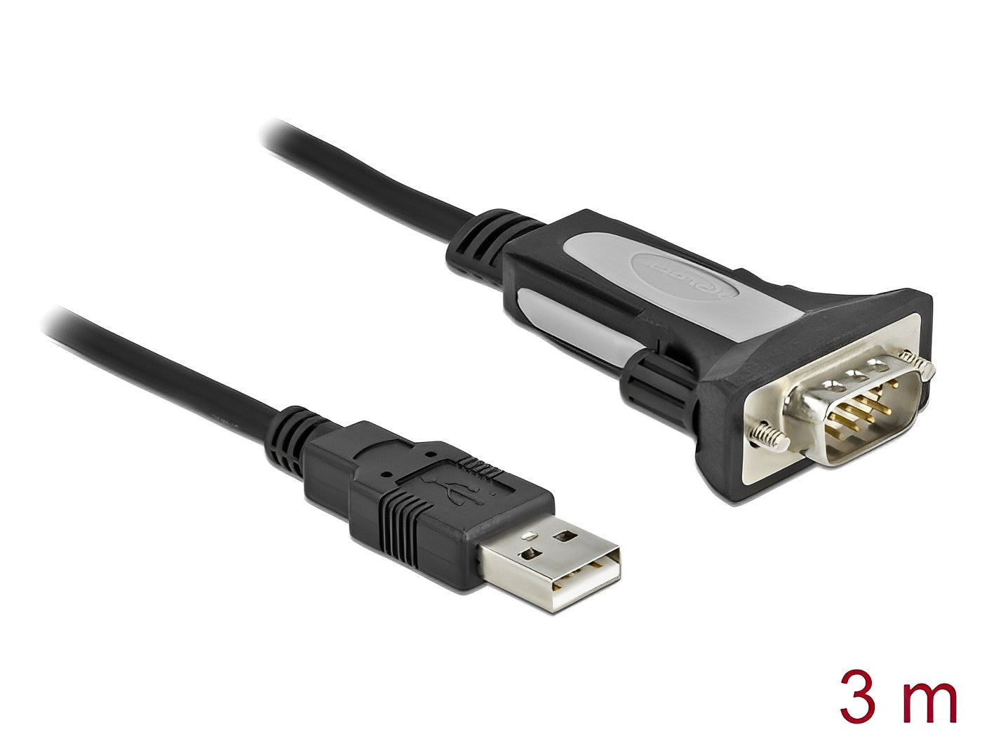 ממיר USB לתקע DB9 Serial RS-232 צ'יפ FTDI אורך 3 מטר - delock.israel