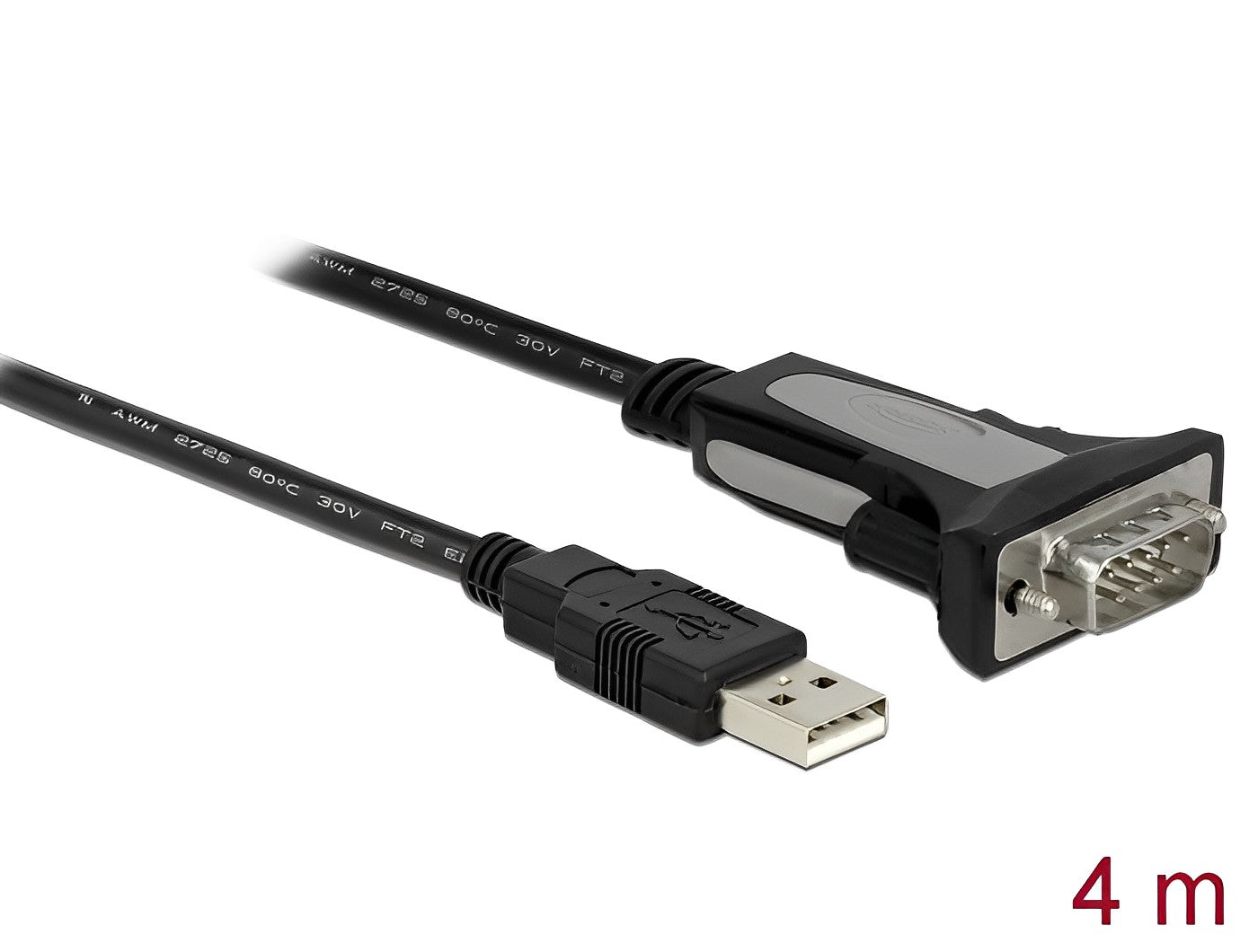 ממיר USB לתקע DB9 Serial RS-232 צ'יפ FTDI אורך 4 מטר - delock.israel