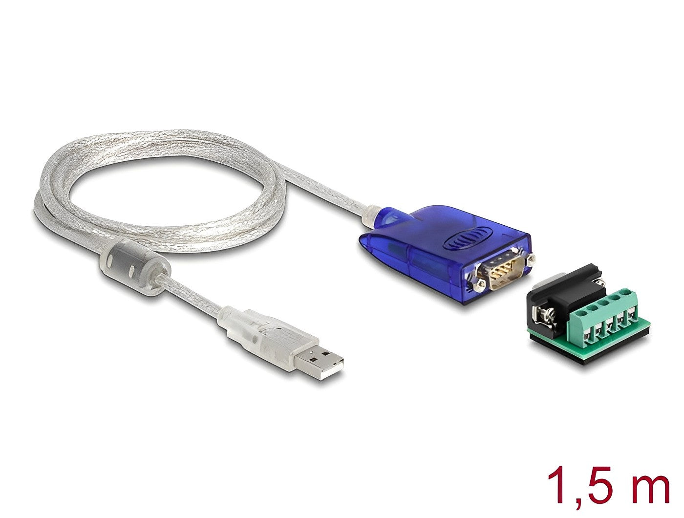 ממיר USB לתקע DB9 Serial RS-422/485 עם הגנת 15kV ESD וטווח טמפרטורות מורחב צ'יפ FTDI אורך 1.5 מטר - delock.israel