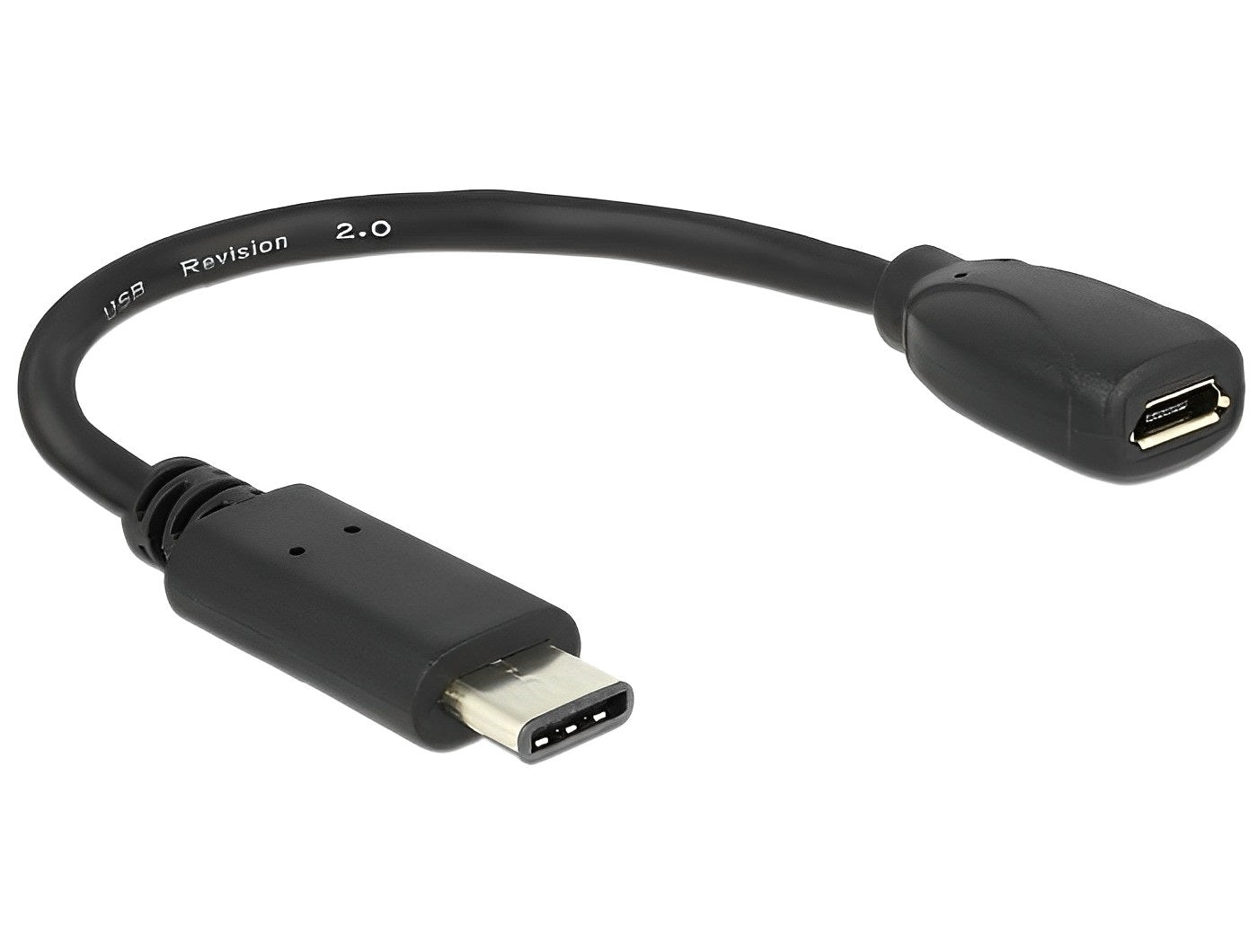 מתאם USB 2.0 תקע USB-C לשקע USB 2.0 Micro-B על כבל 15 ס"מ - delock.israel