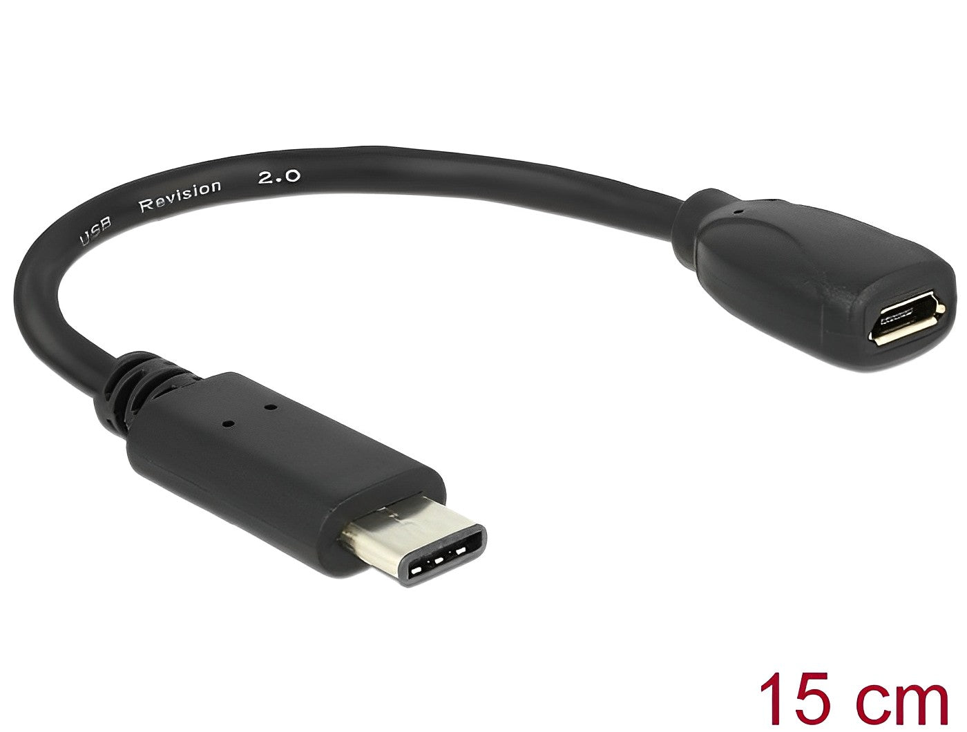מתאם USB 2.0 תקע USB-C לשקע USB 2.0 Micro-B על כבל 15 ס"מ - delock.israel