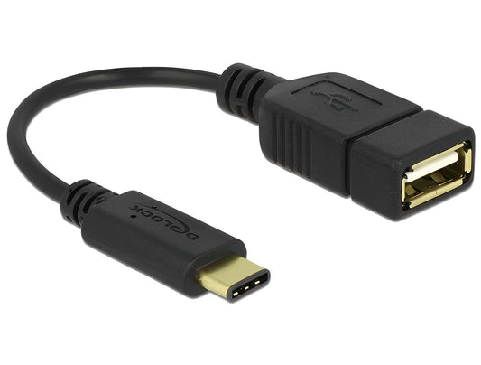 מתאם USB 2.0 תקע USB-C לשקע USB-A על כבל 15 ס"מ - delock.israel