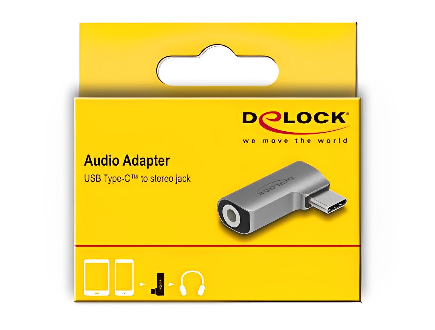 מתאם שמע תקע USB-C לשקע pl 3.5 סטריאו 4 מגעים - delock.israel