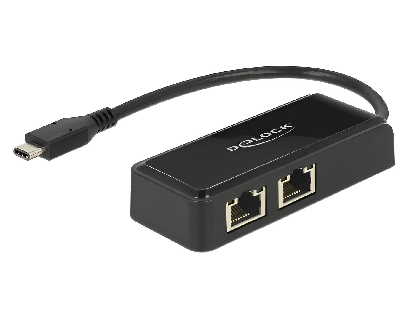 מתאם רשת USB-C ל- 2 שקעים RJ45 Gigabit 10/100/1000 - delock.israel