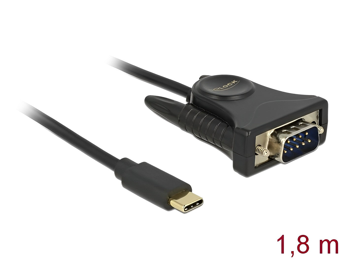 ממיר USB-C זכר לתקע DB9 Serial RS-232 צ'יפ Prolific אורך 1.8 מטר - delock.israel