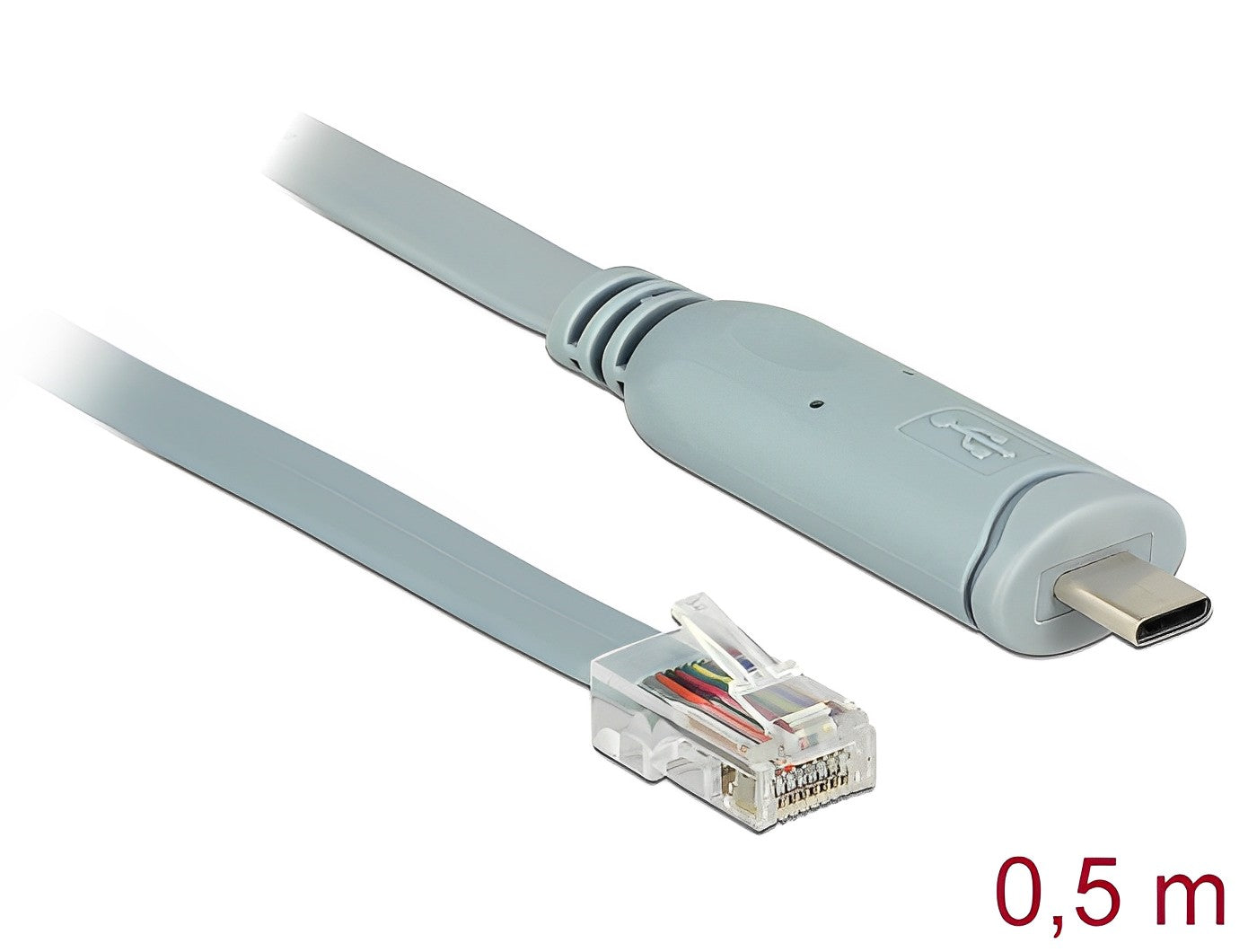 כבל קונסול לסיסקו אפור USB-C זכר לתקע RJ45 RS-232 צ'יפ FTDI - delock.israel