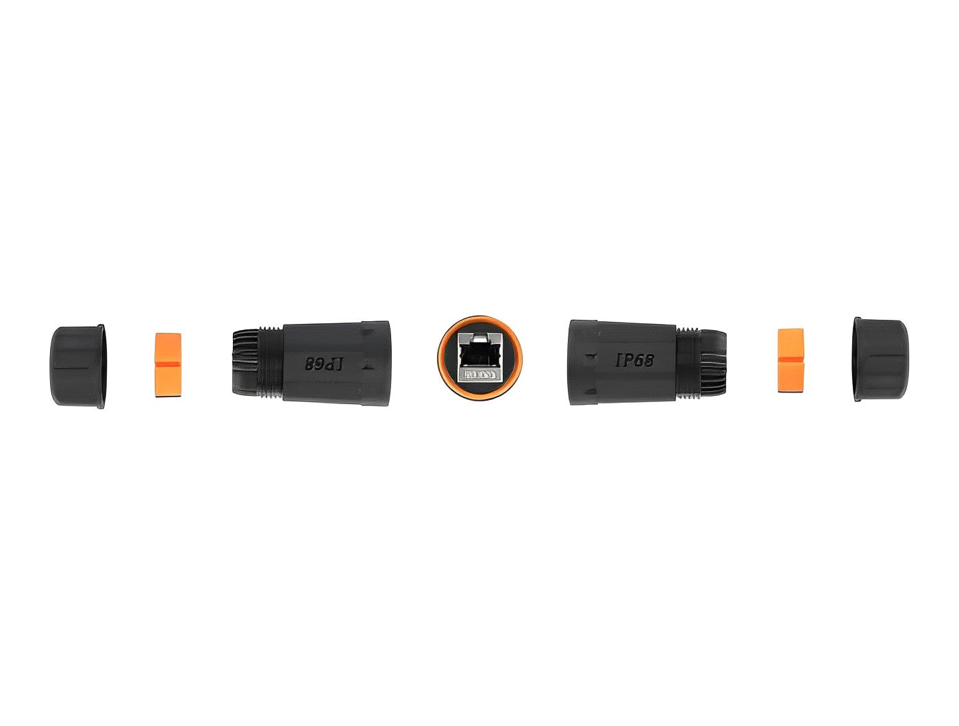 מופה רשת מסוכך Cat.6A STP שקע RJ45 נ/נ עם הגנה מוגברת נגד מים IP68 - delock.israel