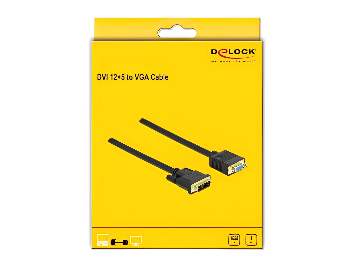 כבל תצוגה שקע VGA לתקע DVI 12+5 - delock.israel