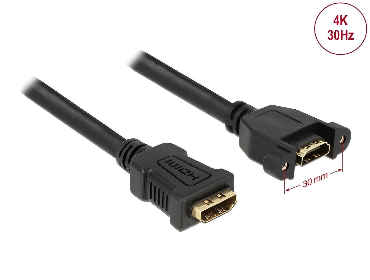 כבל מאריך HDMI 4K לפאנל נ/נ מרחק בין הברגים 30 מ"מ - delock.israel