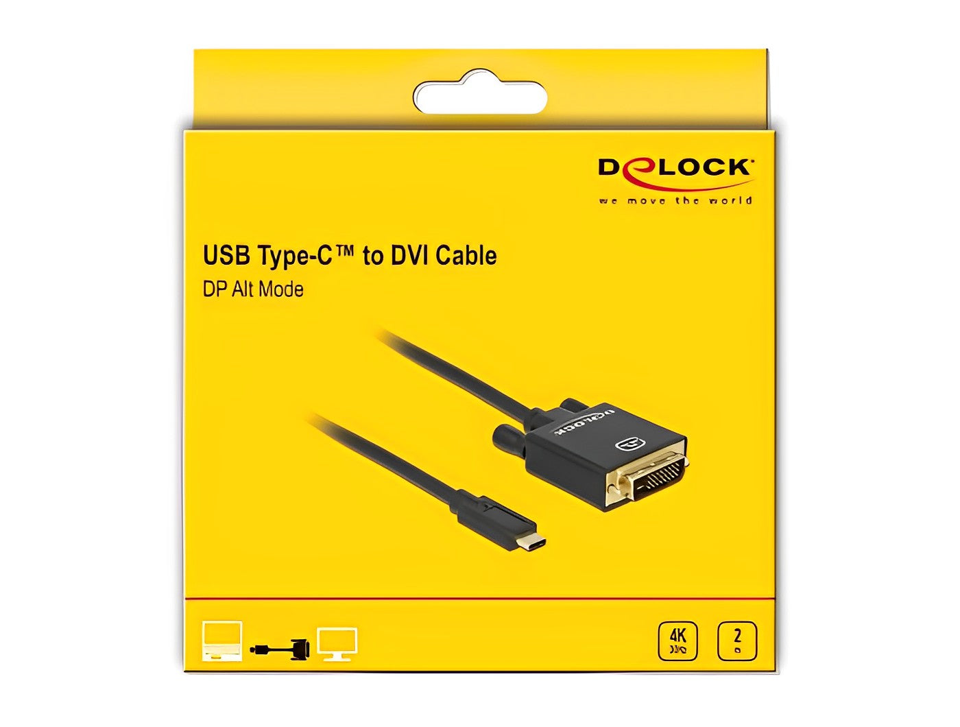 כבל תצוגה תקע USB-C לתקע DVI 4K תומך 30 הרץ - delock.israel