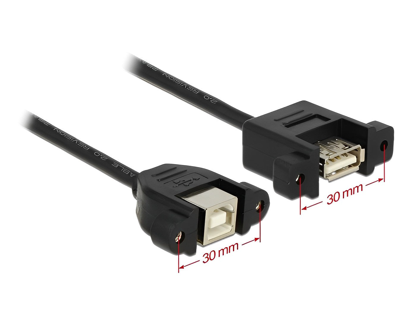 כבל USB 2.0 לפאנל שקע USB-A עם מרחק בין הברגים 30 מ"מ לשקע USB-B - delock.israel