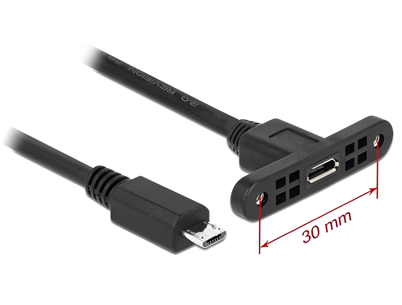 כבל מאריך מיקרו USB-B 2.0 לפאנל ז/נ מרחק בין הברגים 30 מ"מ - delock.israel