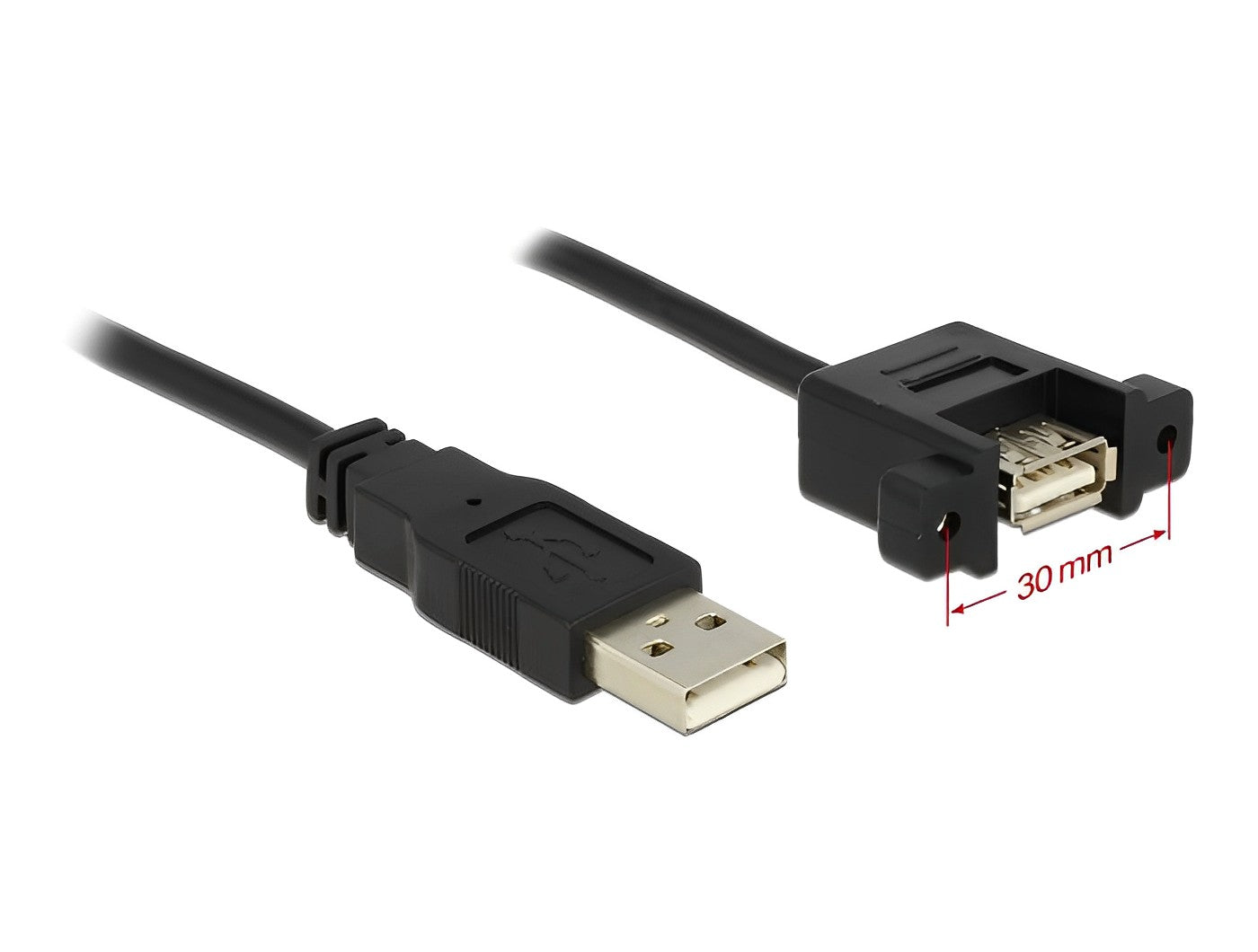 כבל USB-A 2.0 לפאנל ז/נ מרחק בין הברגים 30 מ"מ - delock.israel