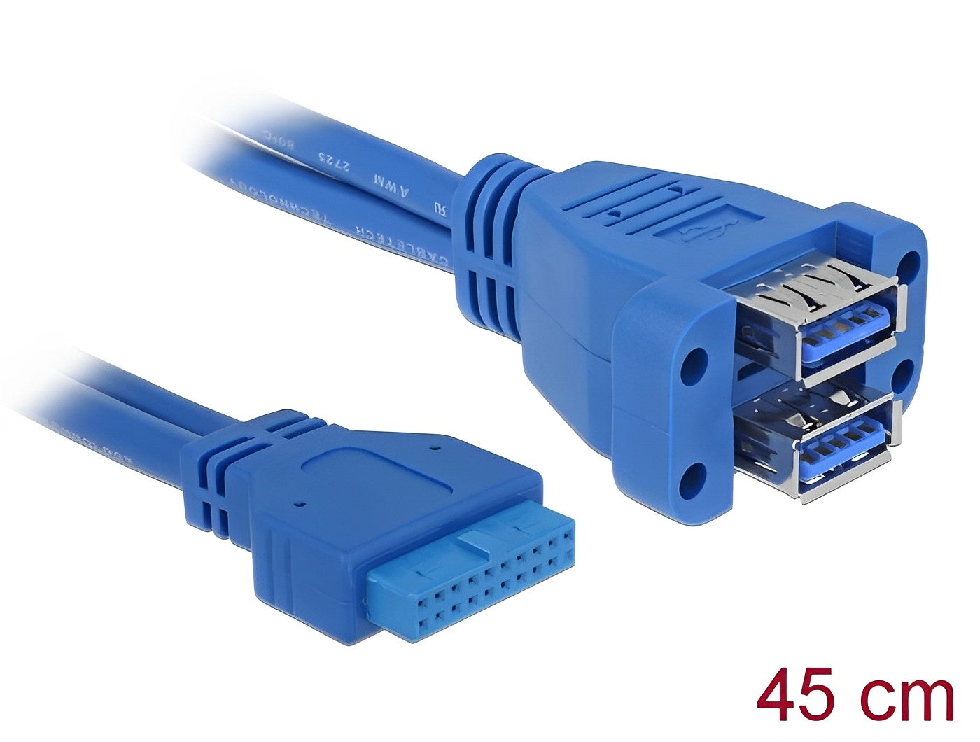 כבל USB-A 3.0 לפאנל שקע 19 פין לשקע USB-A Stacked - delock.israel
