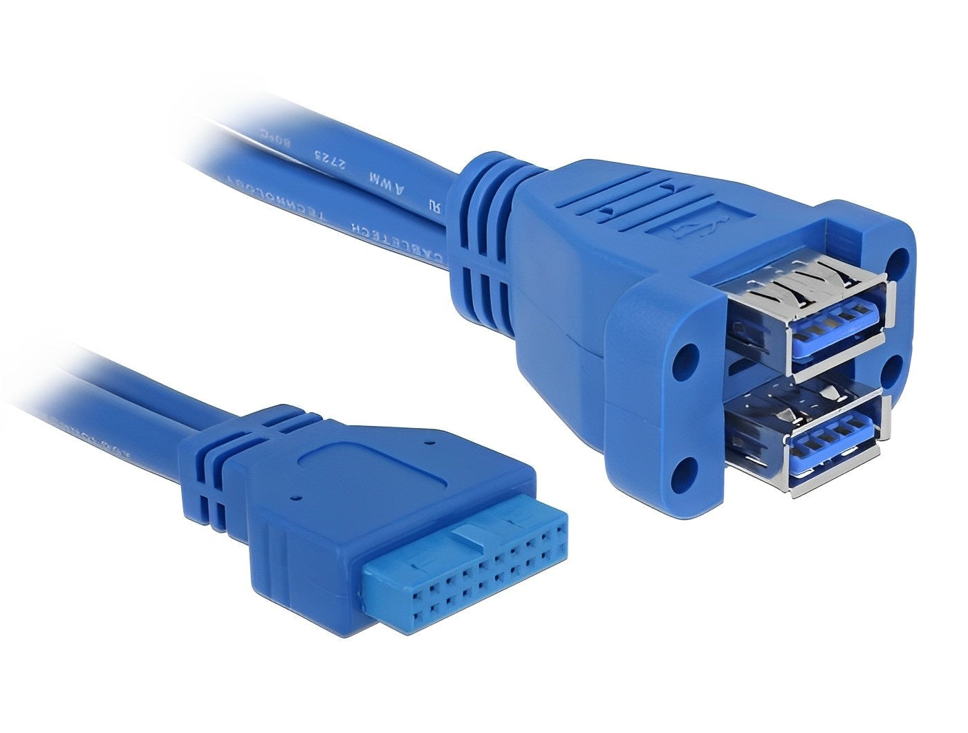 כבל USB-A 3.0 לפאנל שקע 19 פין לשקע USB-A Stacked - delock.israel