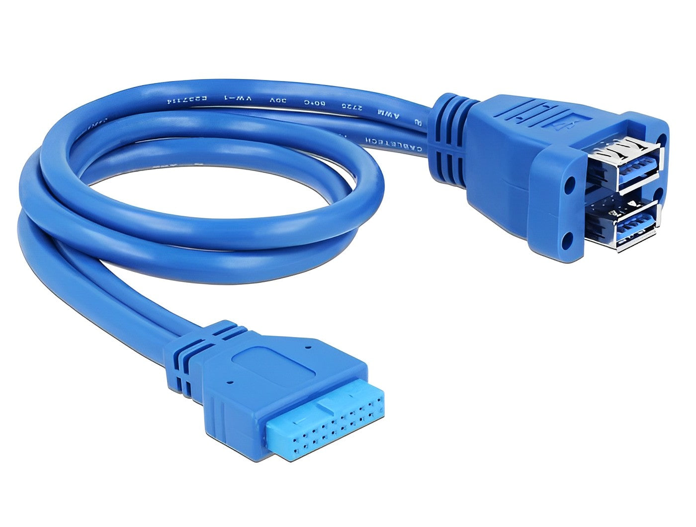 כבל USB-A 3.0 לפאנל שקע 19 פין לשקע USB-A Stacked - delock.israel
