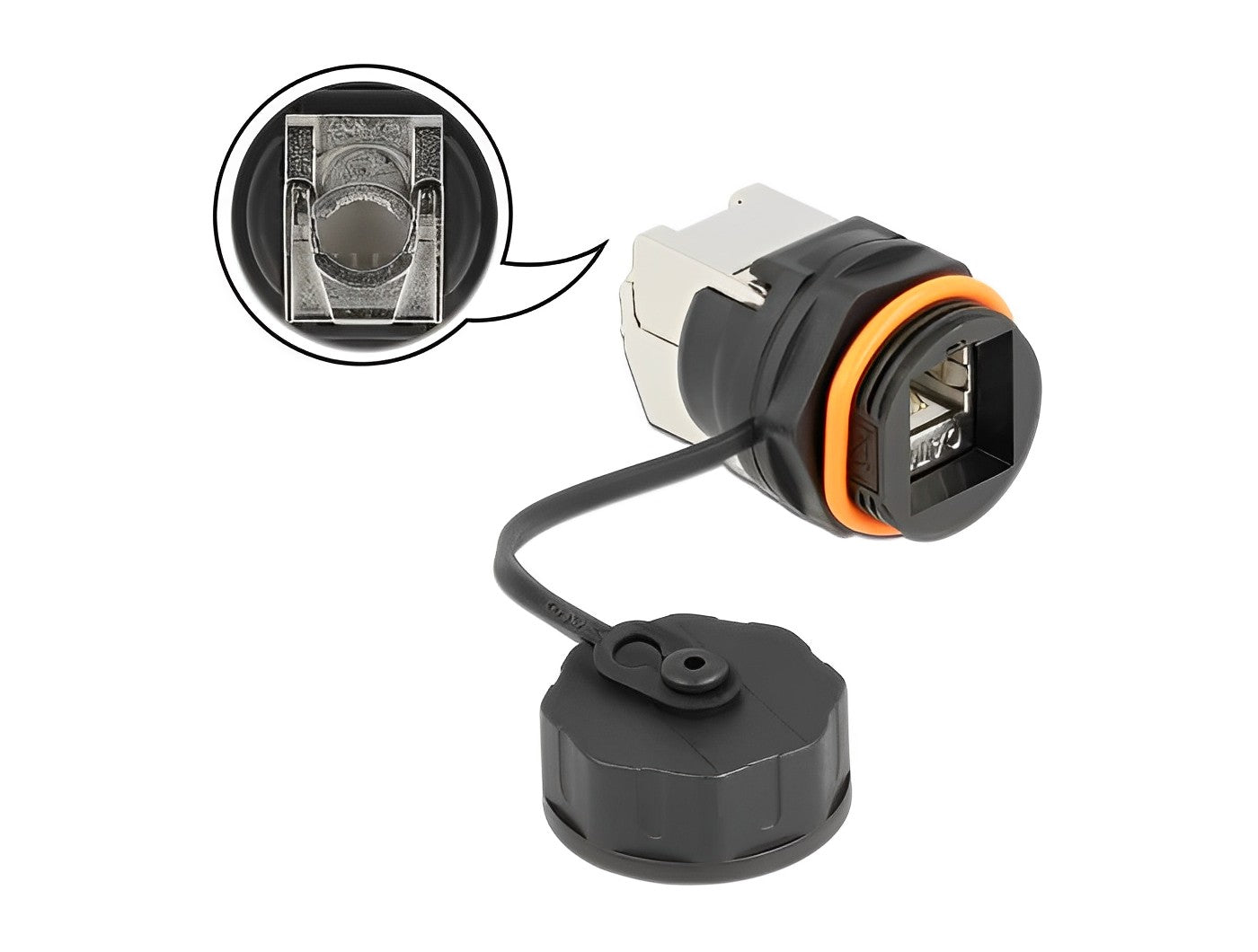 מופה רשת מסוכך Cat.6A שקע RJ45 למחבר LSA להתקנה בקדח עגול 29 מ"מ אטומה נגד מים IP68 - delock.israel