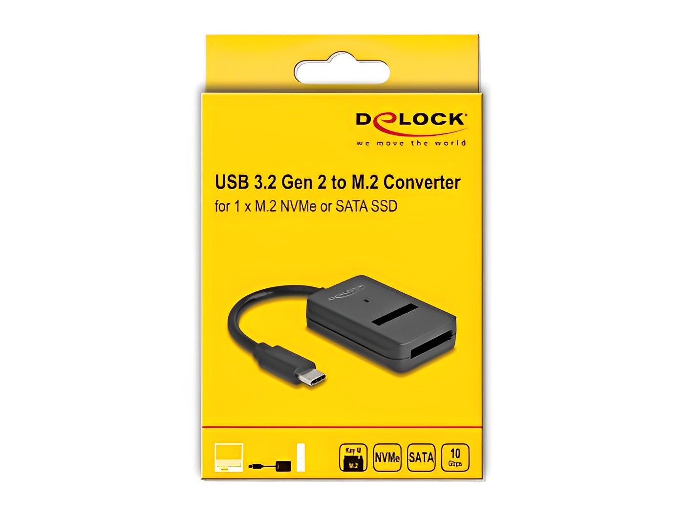 ממיר USB-C Combo עבור דיסקים M.2 NVMe או M.2 SATA תומך 10Gbps - delock.israel