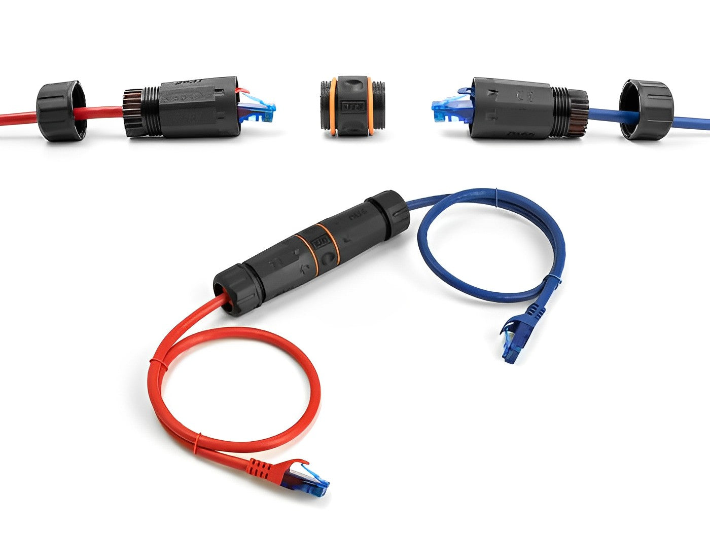 מופה רשת מסוכך Cat.6A STP שקע RJ45 נ/נ עם הגנה מוגברת נגד מים IP68 - delock.israel