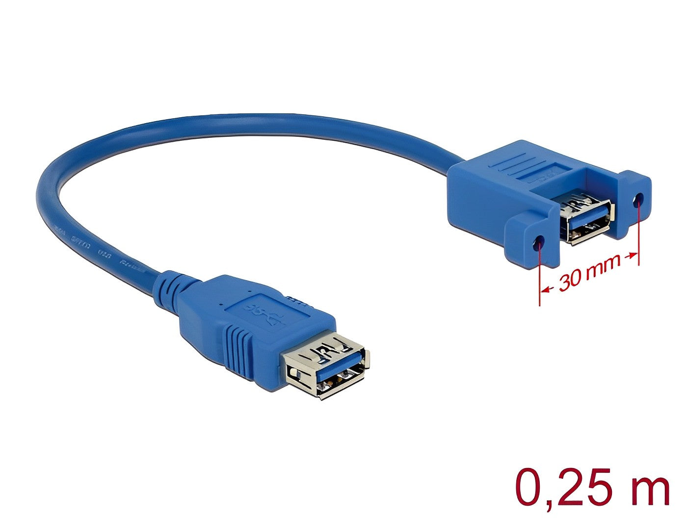 כבל מאריך USB-A 3.0 לפאנל נ/נ מרחק בין הברגים 30 מ"מ - delock.israel