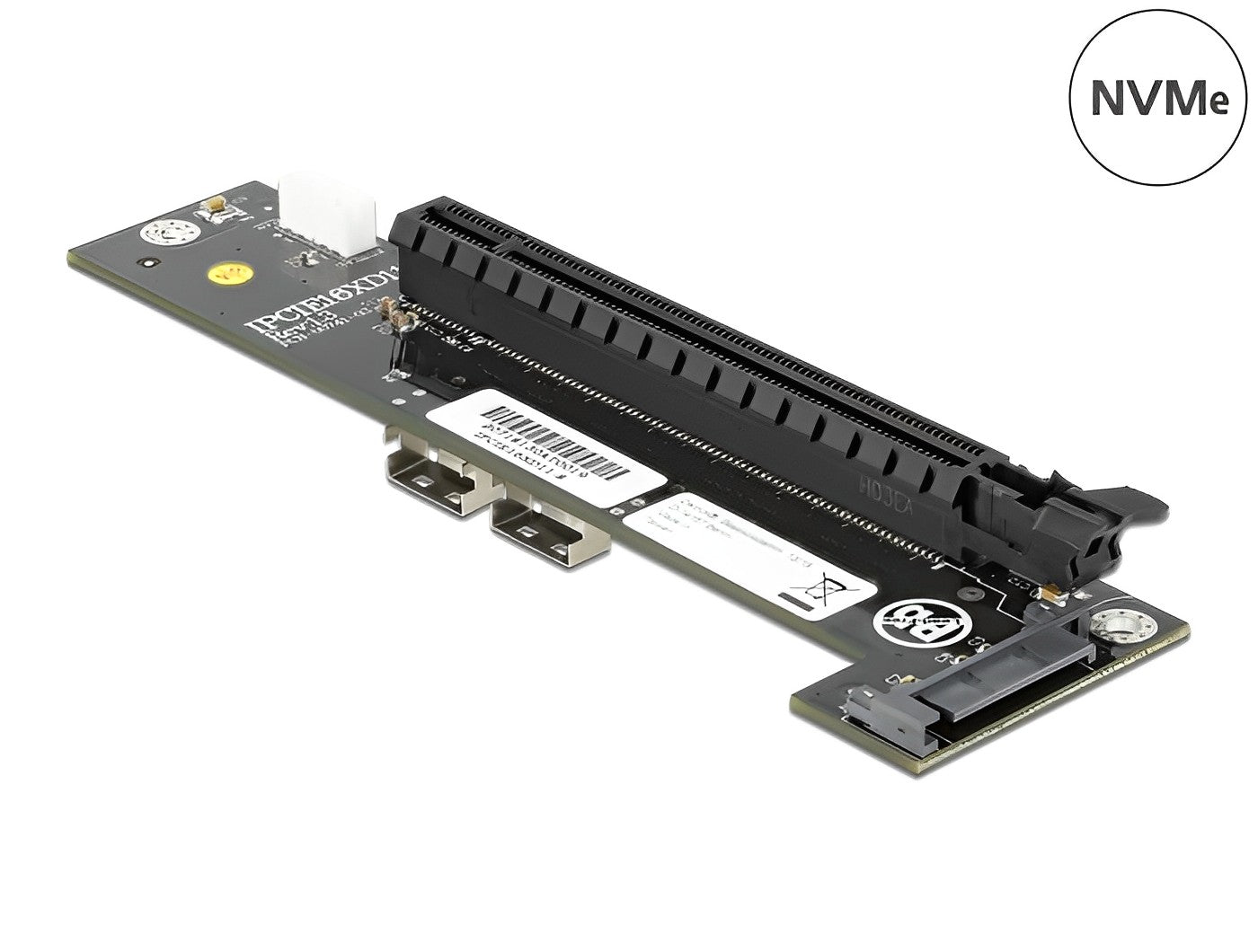 ממיר זה מבית Delock גרמניה מתחבר למערכת דרך ממשק SFF-8654 ומספק חריץ PCI Express x16, אליו ניתן לחבר כרטיסי PCI Express שונים