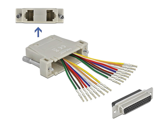 מעביר שקע D-Sub HD 44 Pin לשני שקעים RJ45 - delock.israel