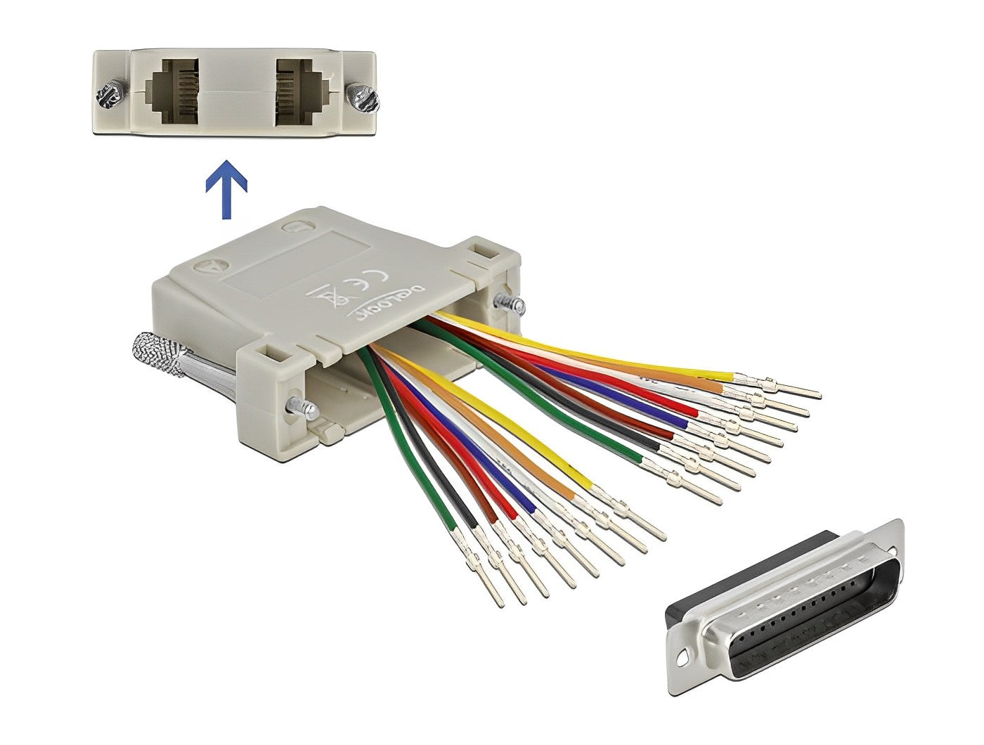מעביר תקע D-Sub HD 44 Pin לשני שקעים RJ45 - delock.israel
